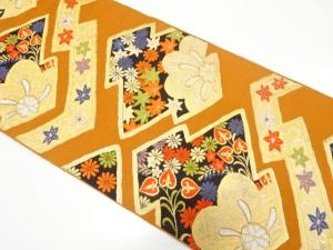 アンティーク　松皮菱に草花模様織り出し袋帯（材料）